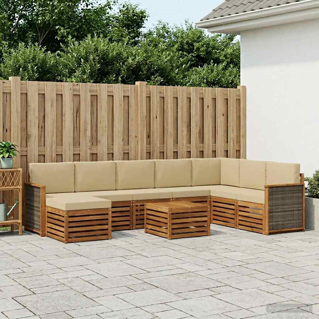 Outdoor-Sofagarnitur 7 stk. Natur