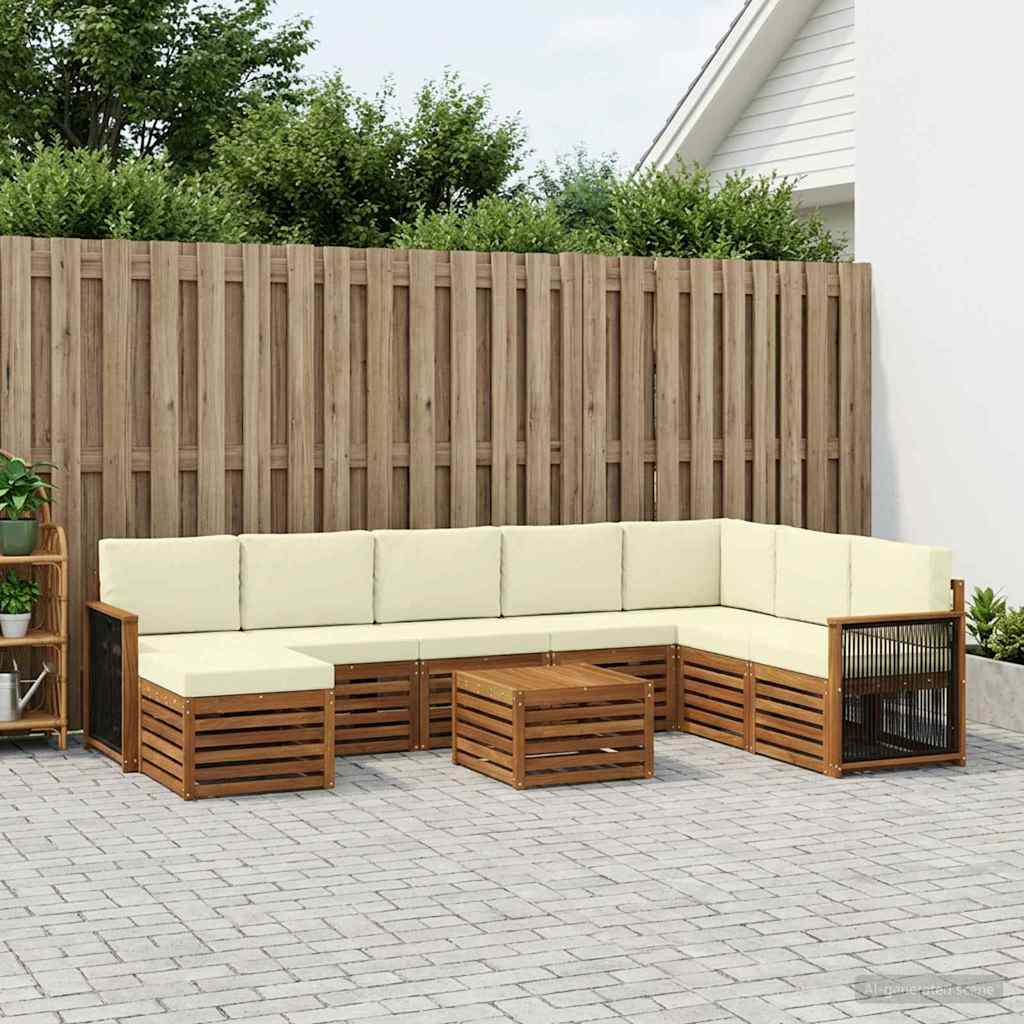 Outdoor-Sofagarnitur 9 stk. Natur und Creme