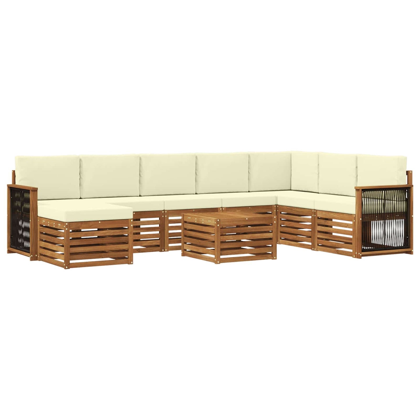 Outdoor-Sofagarnitur mit Kissen 7 pcs Natur und Creme