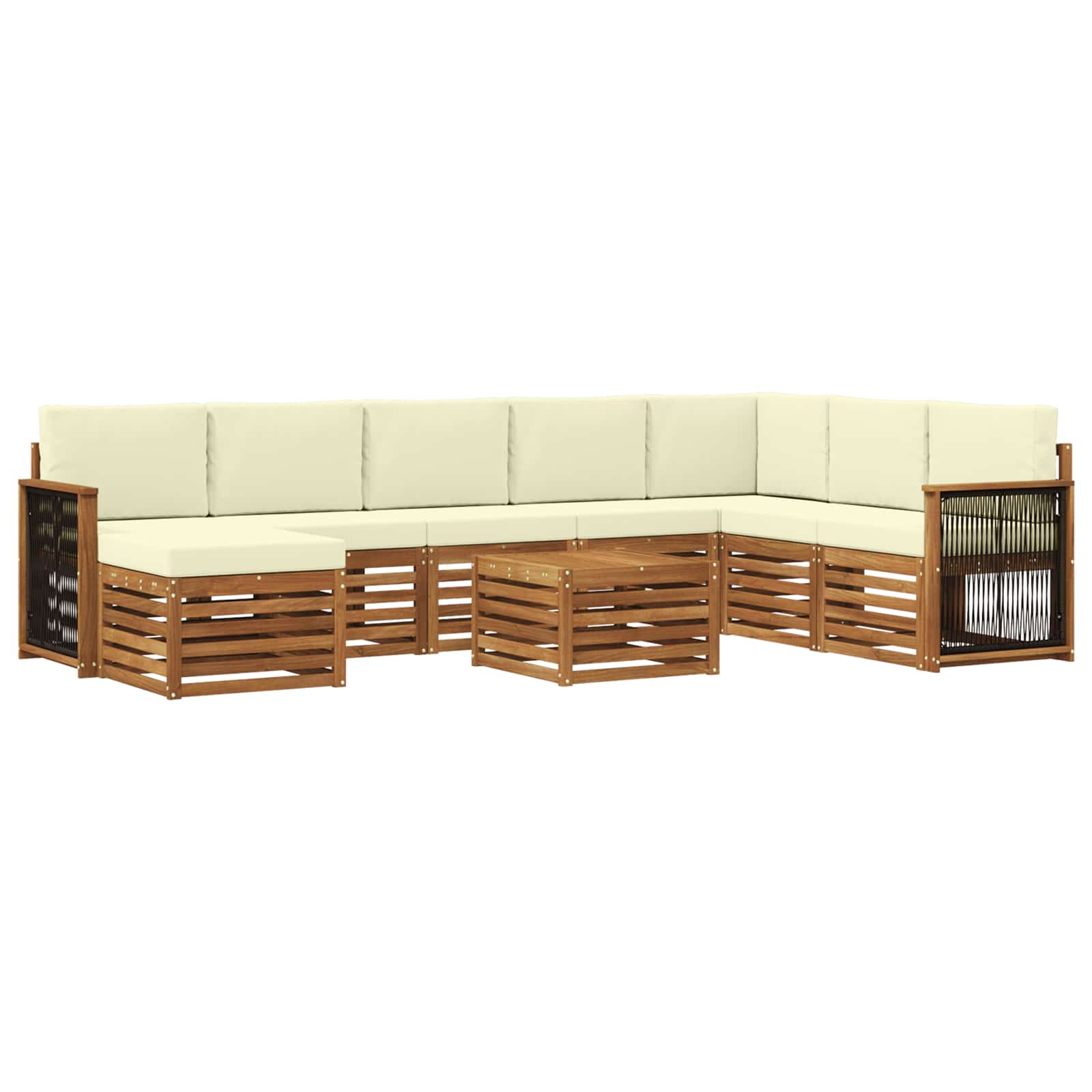 Outdoor-Sofagarnitur mit Kissen 7 pcs Natur und Creme