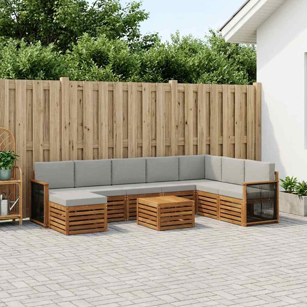 Outdoor-Sofagarnitur 7 stk. Natürlich und Hellgrau