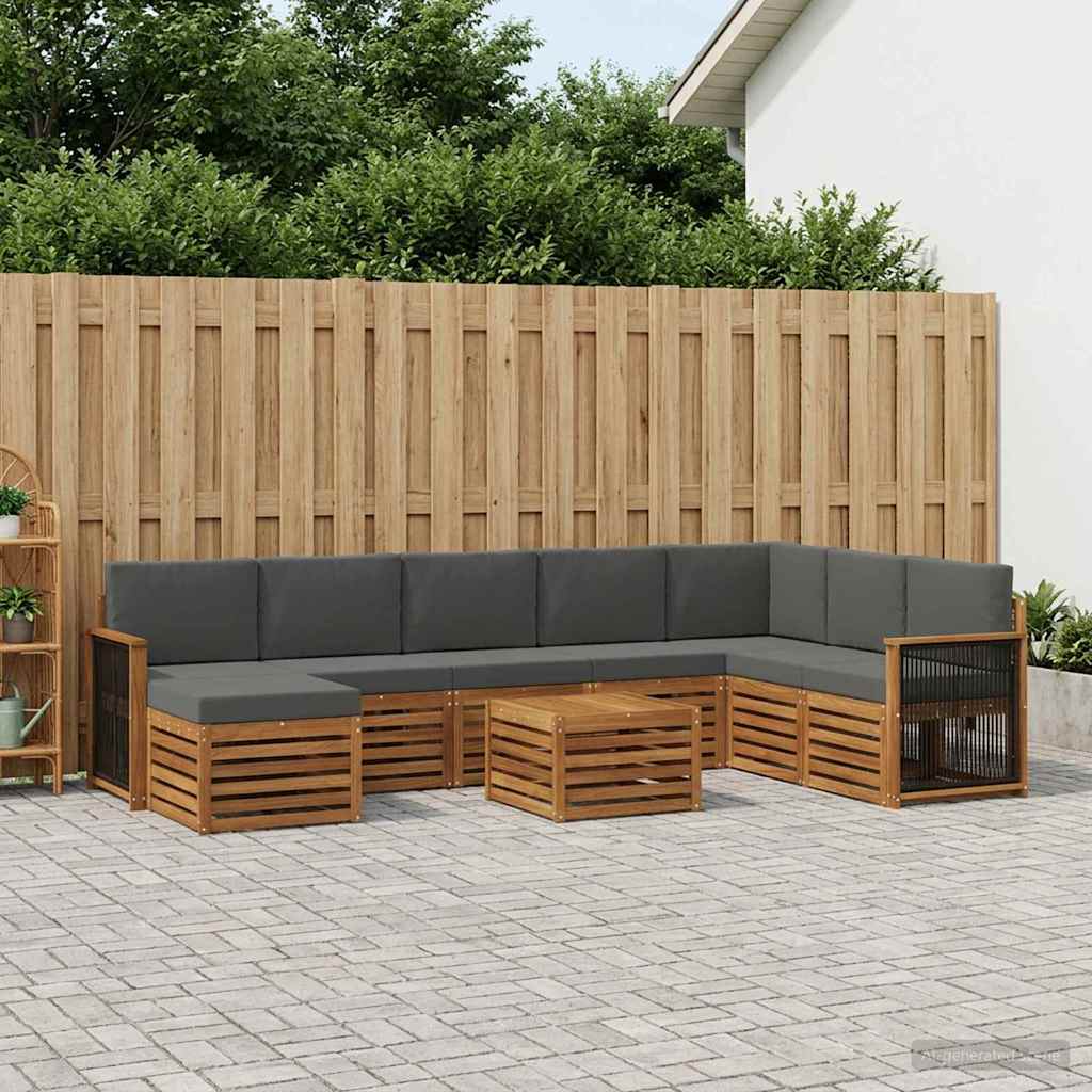 Outdoor-Sofagarnitur 9 stk. Natur und Anthrazit