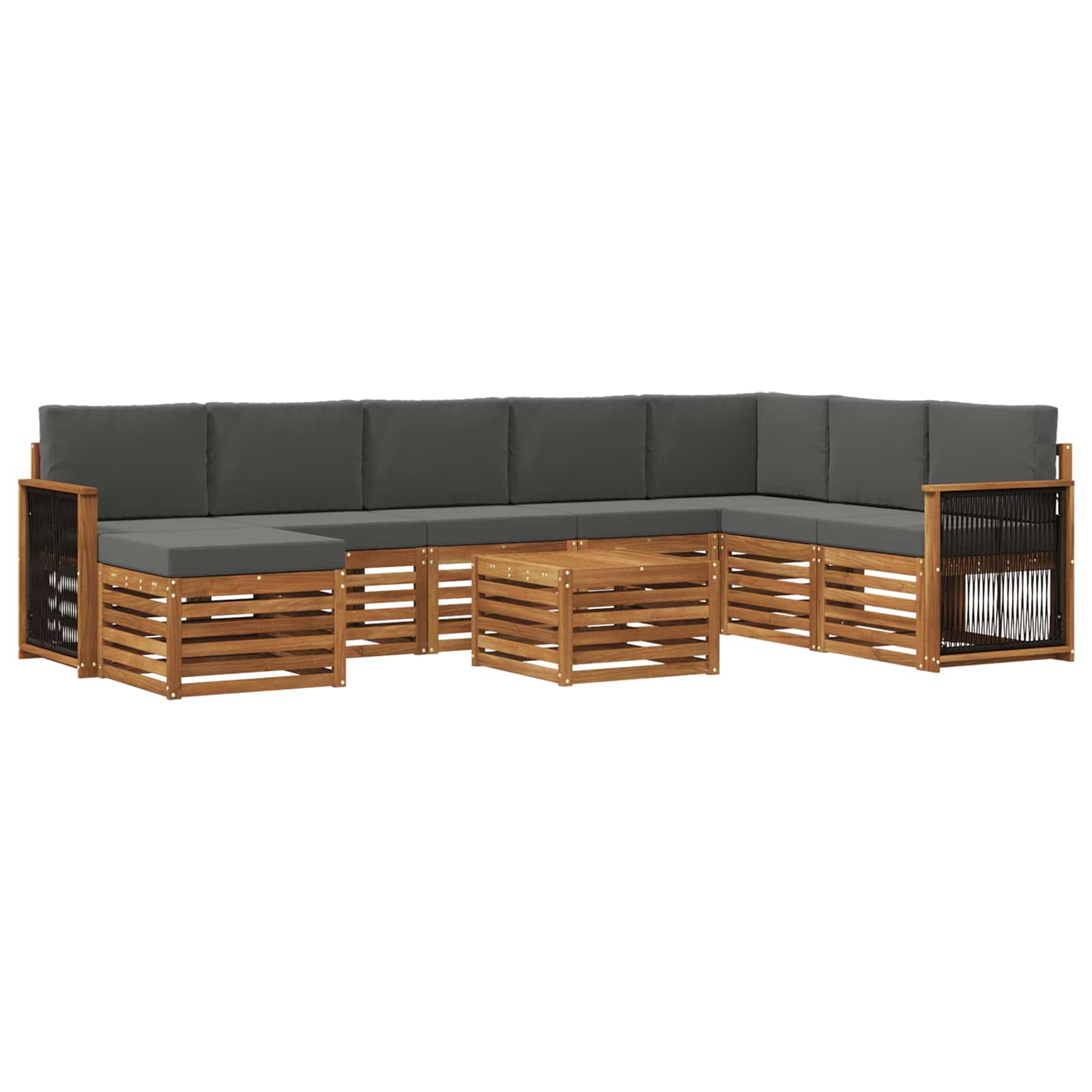 Outdoor-Sofagarnitur mit Kissen 7 pcs Natur und Anthrazit