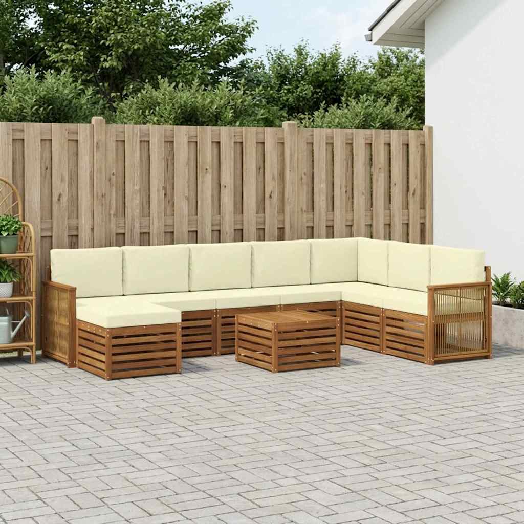 Outdoor-Sofagarnitur mit Kissen 7 pcs Natur und Creme