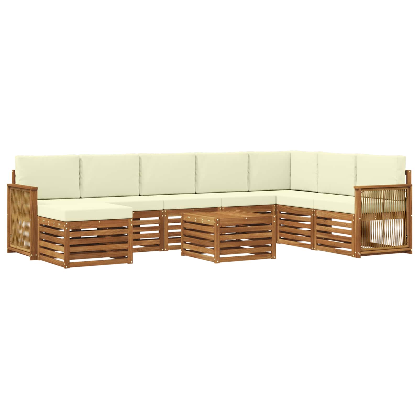 Outdoor-Sofagarnitur mit Kissen 7 pcs Natur und Creme