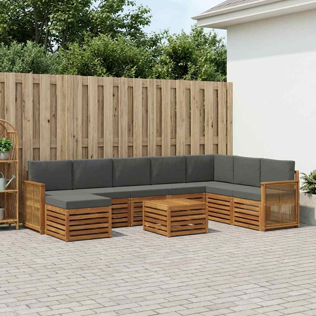 Outdoor-Sofagarnitur mit Kissen 7 pcs Natur und Anthrazit