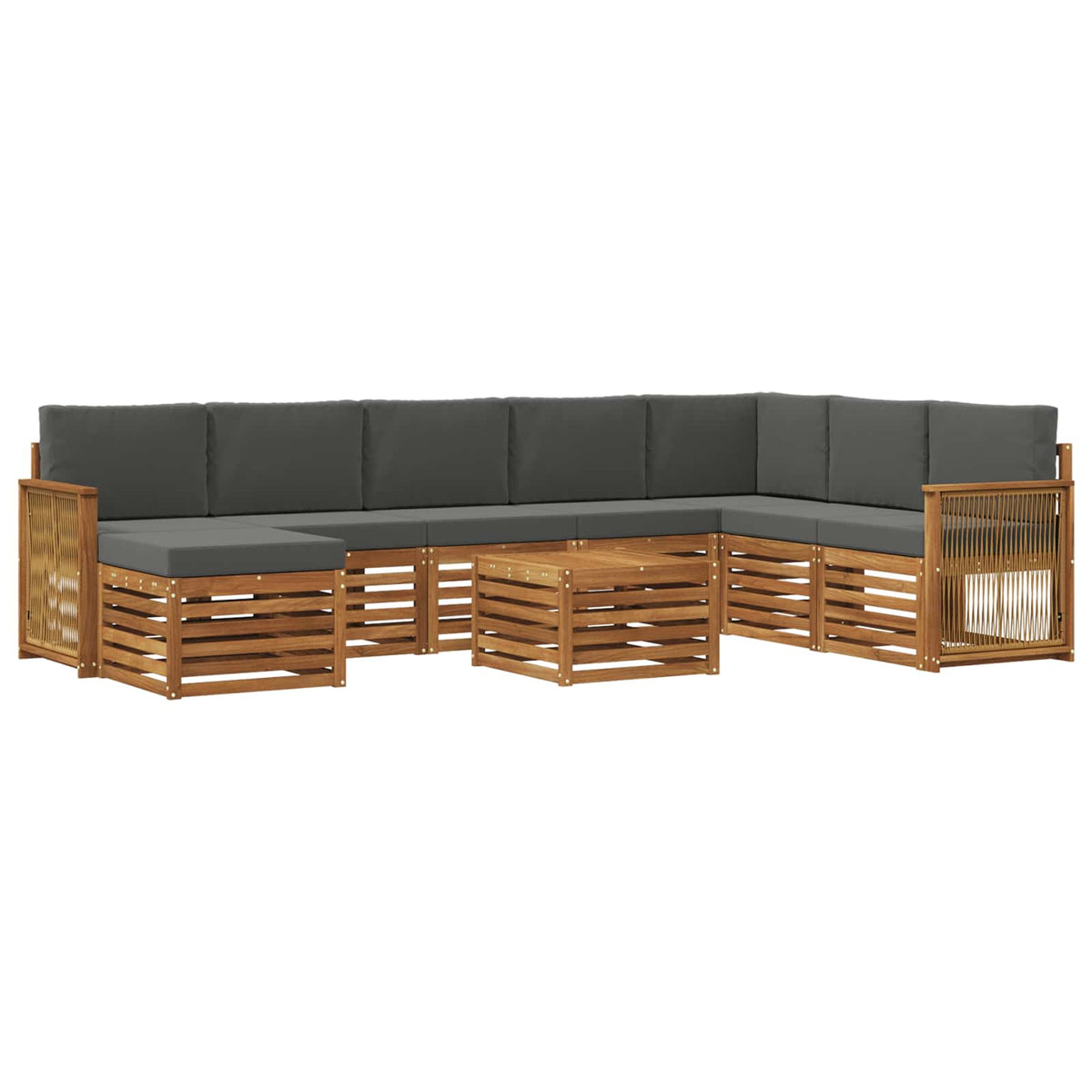 Outdoor-Sofagarnitur 9 stk. Natur und Anthrazit