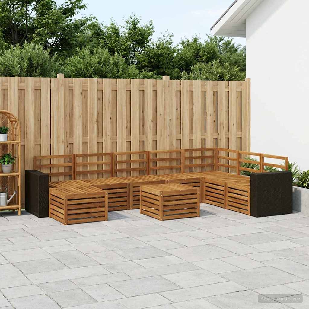 Outdoor-Sofagarnitur 9 pcs Natur Massivholz Akazie