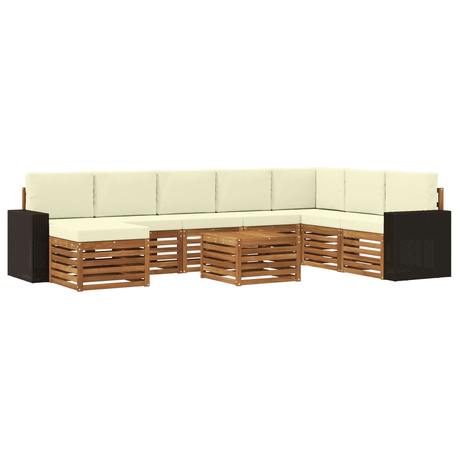 Outdoor-Sofagarnitur mit Kissen 9 pcs Natur und Creme