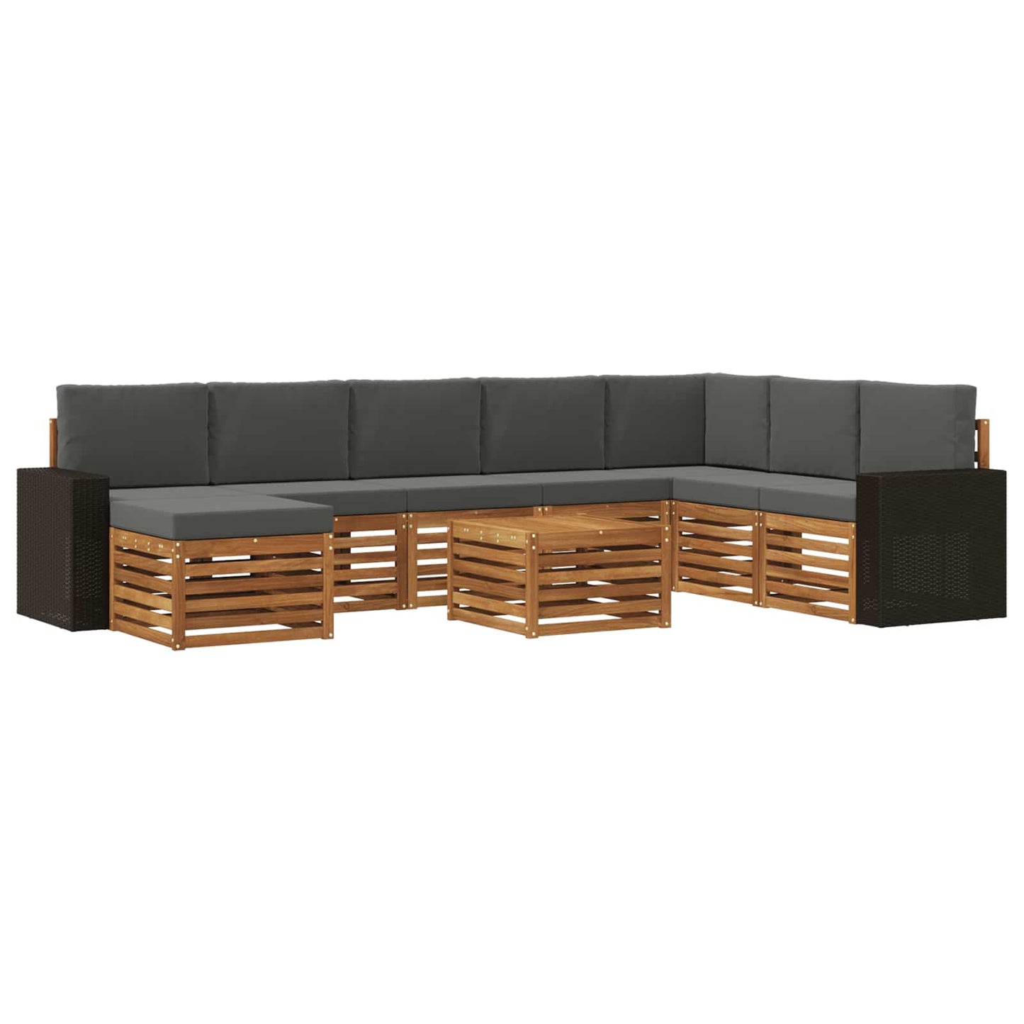 Outdoor-Sofagarnitur 9 stk. Natur und Anthrazit