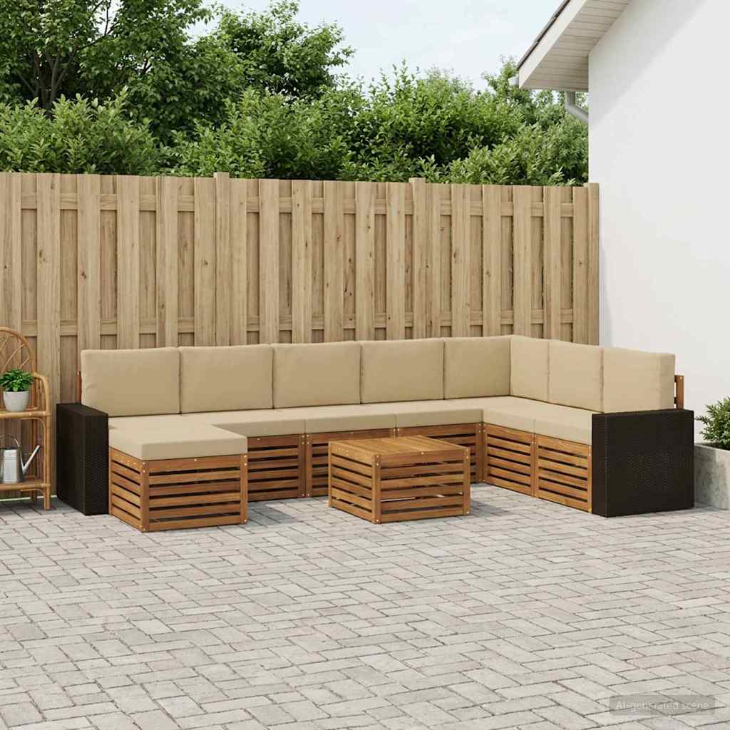 Outdoor-Sofagarnitur 9 stk. Natur und Beige