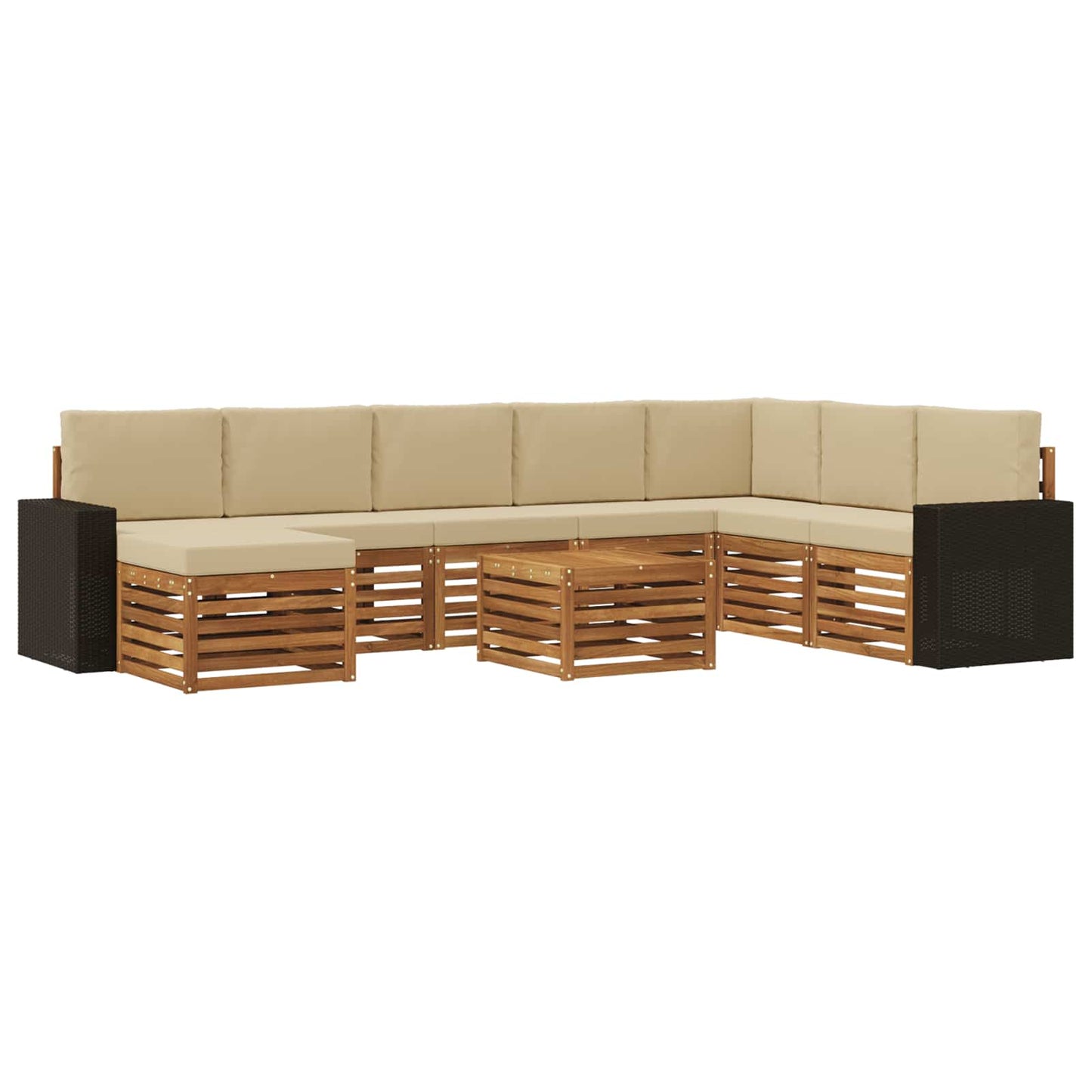 Outdoor-Sofagarnitur 9 stk. Natur und Beige