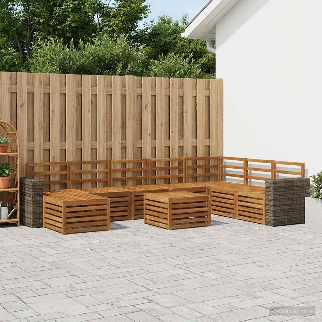 Outdoor-Sofagarnitur 9 pcs Natur Massivholz Akazie