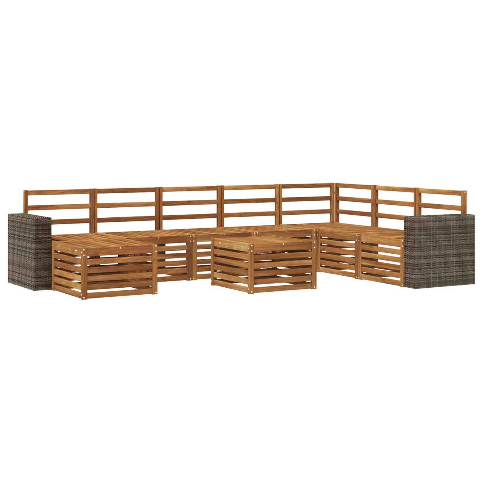 Outdoor-Sofagarnitur 9 pcs Natur Massivholz Akazie