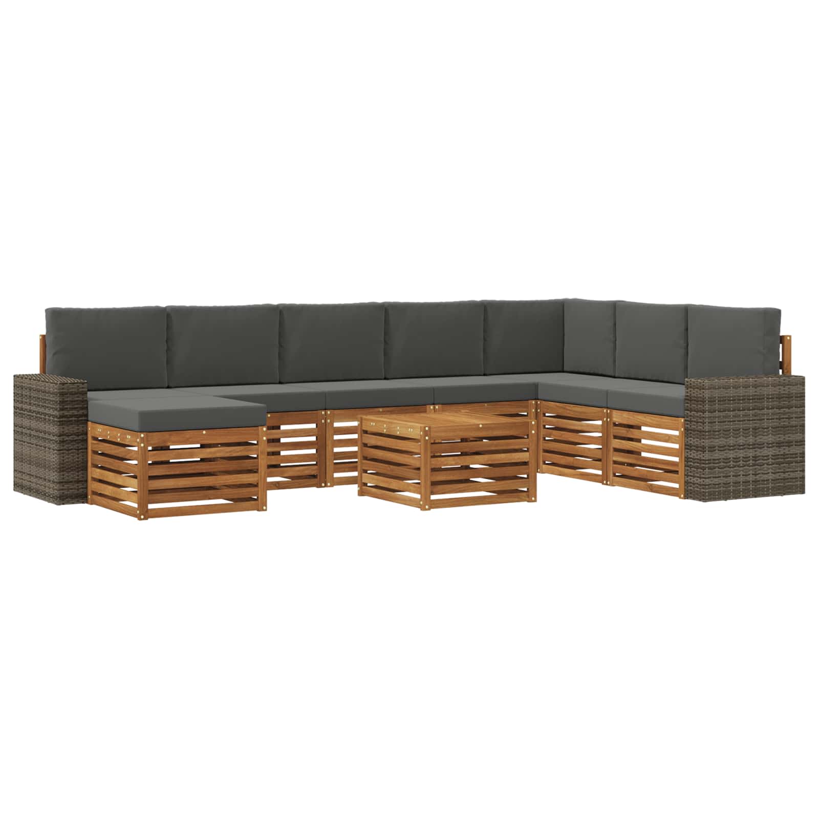 Outdoor-Sofagarnitur 9 stk. Natur und Anthrazit