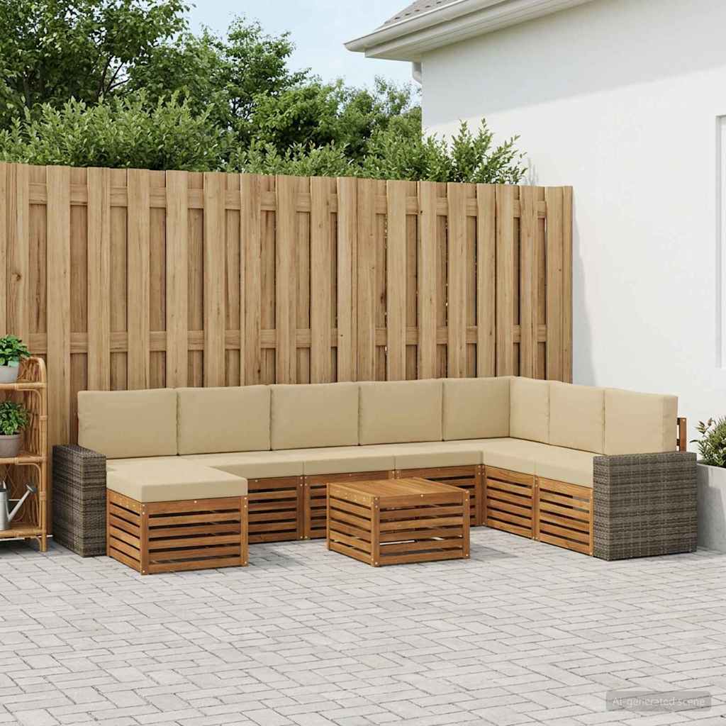 Outdoor-Sofagarnitur 9 stk. Natur und Beige