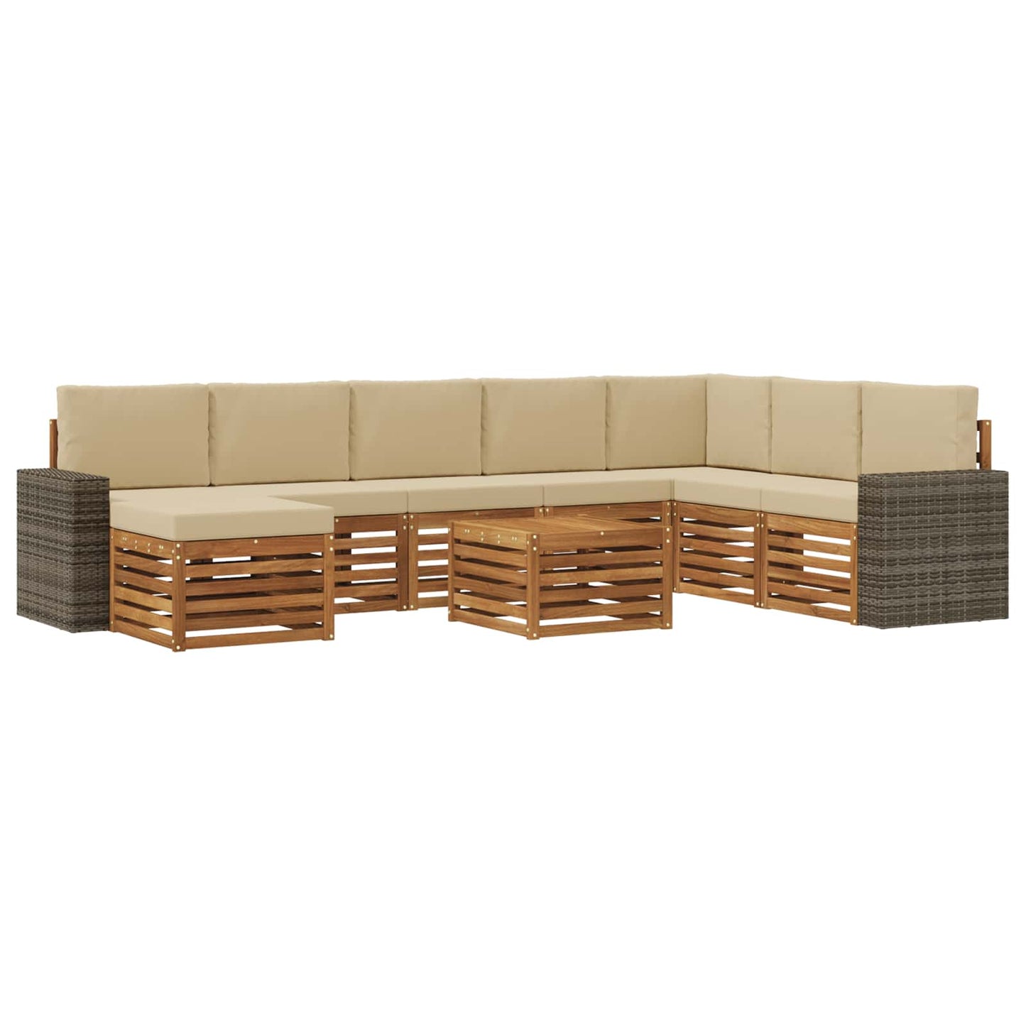 Outdoor-Sofagarnitur 9 stk. Natur und Beige