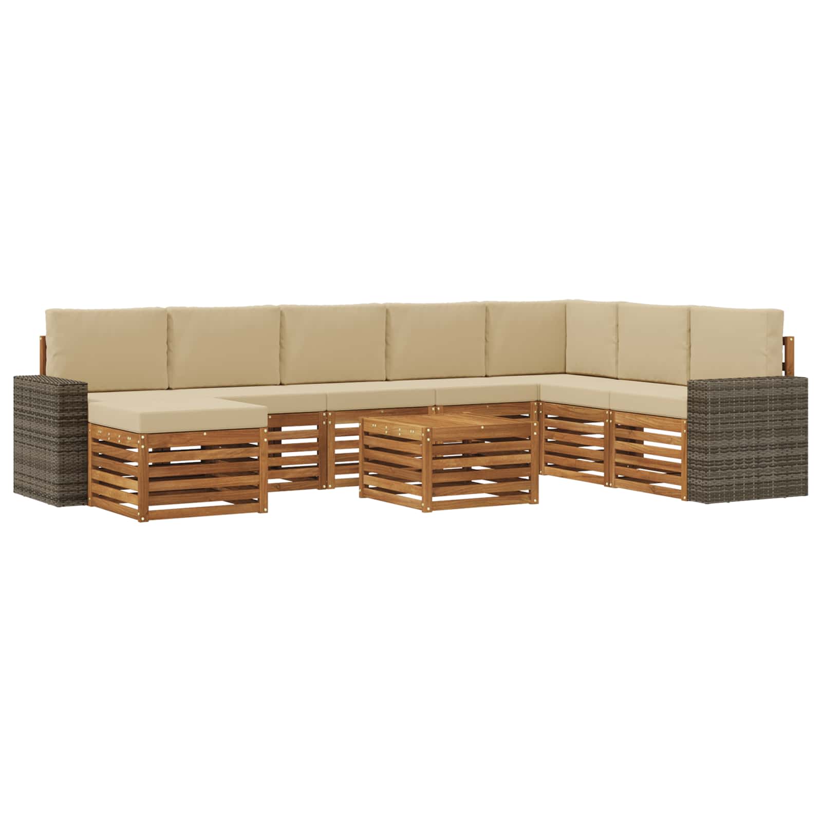 Outdoor-Sofagarnitur 9 stk. Natur und Beige