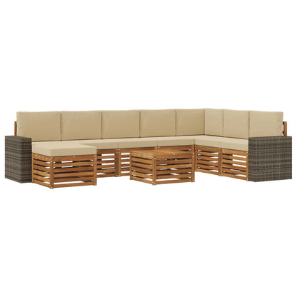 Outdoor-Sofagarnitur 9 stk. Natur und Beige