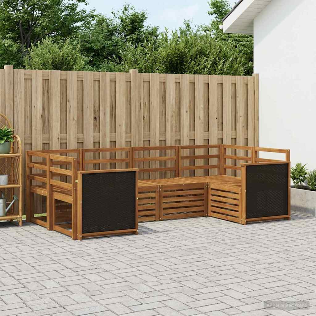 Ecksofa Set 5 pcs Natur Massivholz Akazie