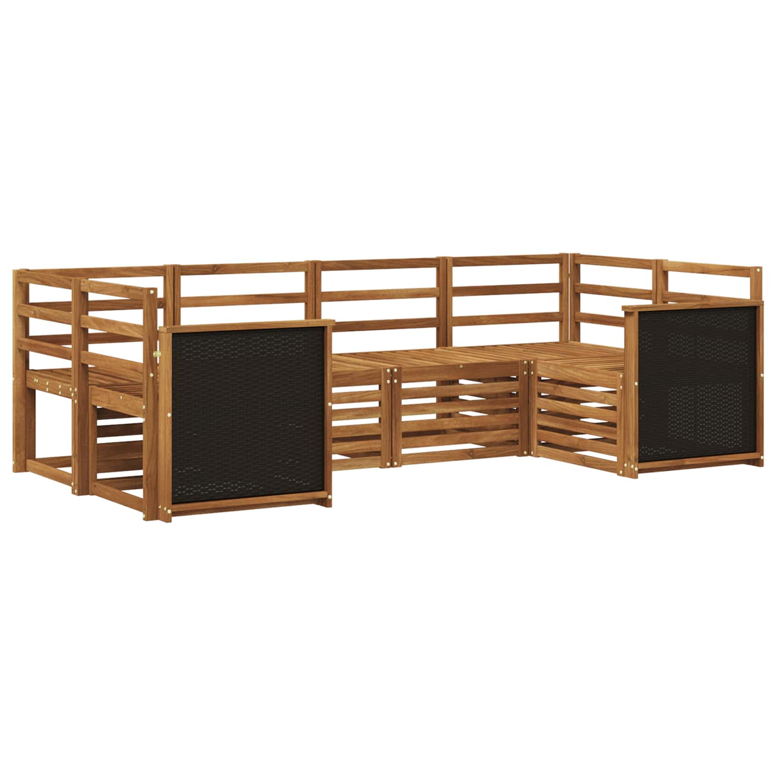 Ecksofa Set 5 pcs Natur Massivholz Akazie