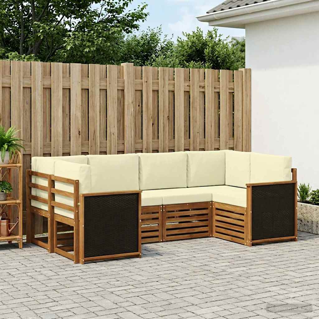 Outdoor-Sofagarnitur 6 stk. Natur und Creme