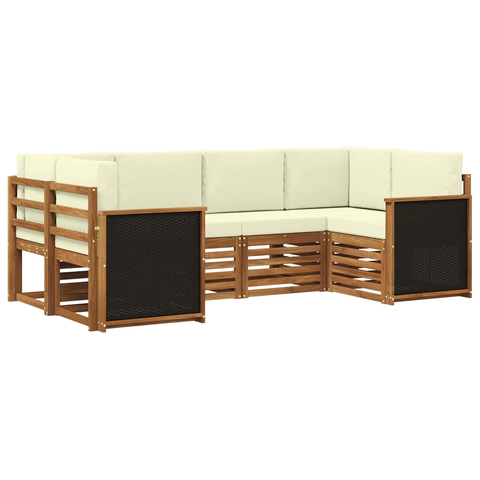 Ecksofa Set mit Kissen 5 pcs Natur und Creme