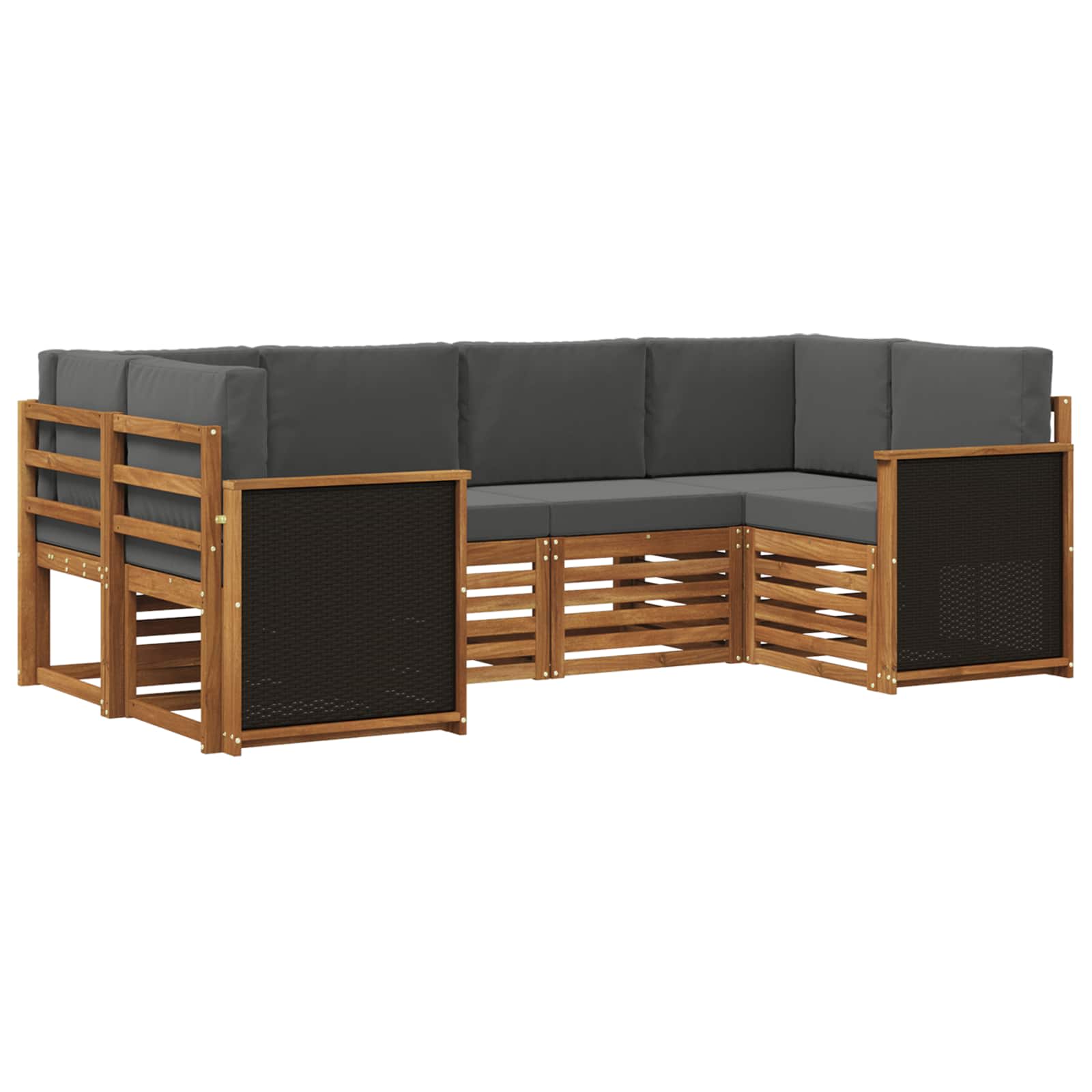 Outdoor-Sofagarnitur 5 stk. Natur und Anthrazit