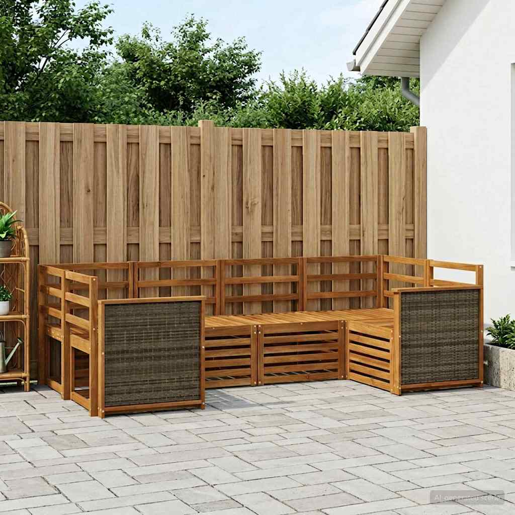 Ecksofa Set 5 pcs Natur Massivholz Akazie