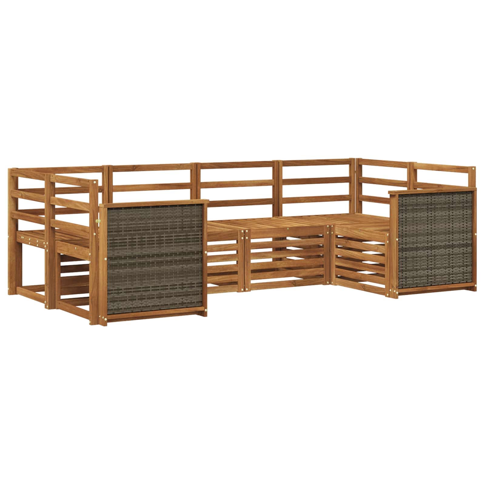 Ecksofa Set 5 pcs Natur Massivholz Akazie