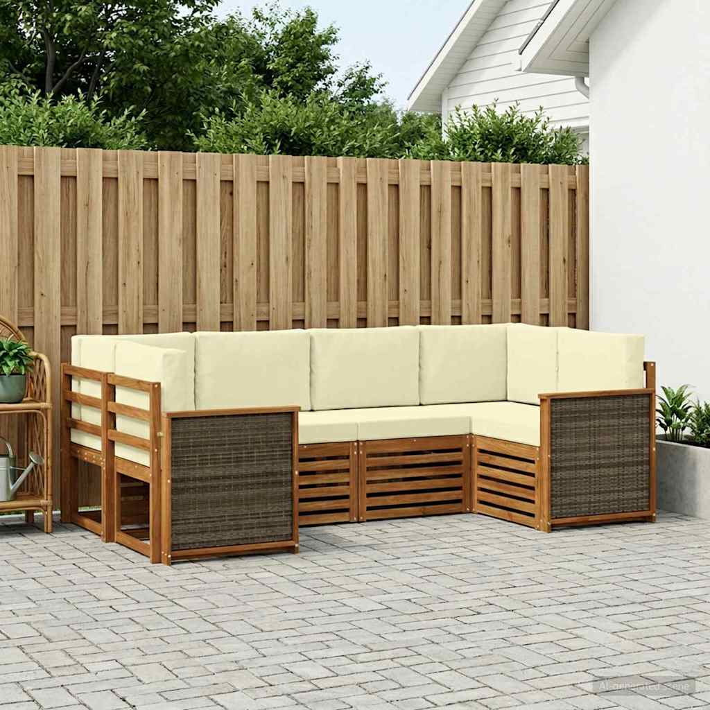 Ecksofa Set mit Kissen 5 pcs Natur und Creme