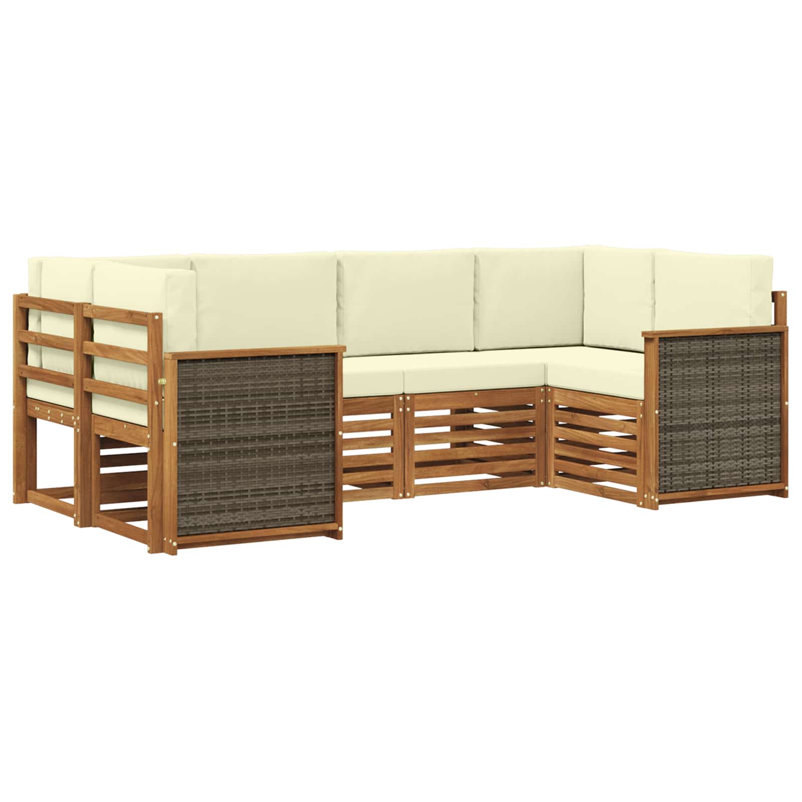Ecksofa Set mit Kissen 5 pcs Natur und Creme