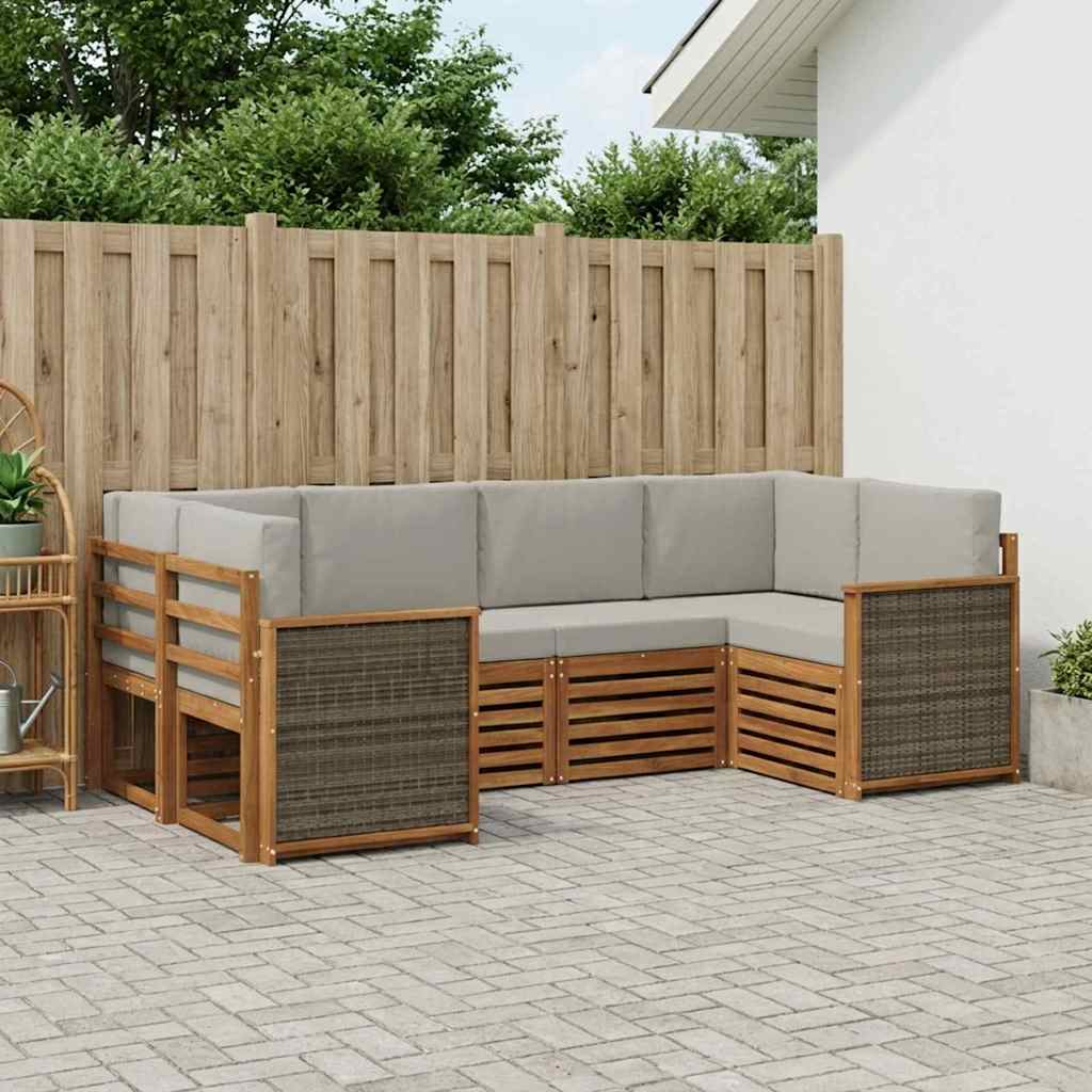 Ecksofa Set mit Kissen 5 pcs Natürlich und Hellgrau