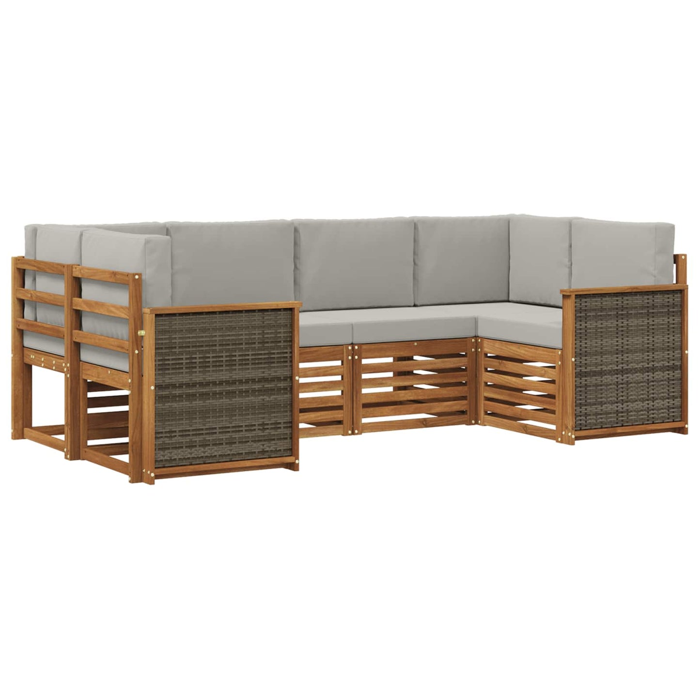 Ecksofa Set mit Kissen 5 pcs Natürlich und Hellgrau