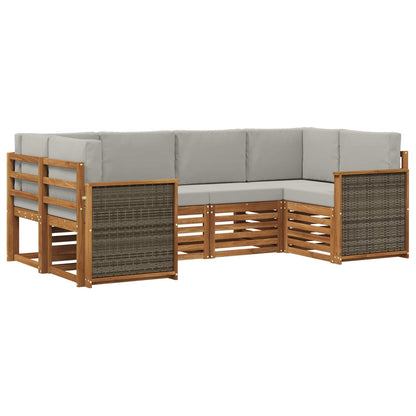 Outdoor-Sofagarnitur 6 stk. Natur und Hellgrau