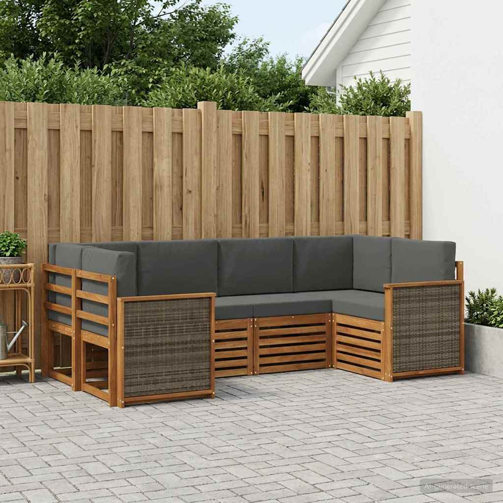 Outdoor-Sofagarnitur 5 stk. Natur und Anthrazit
