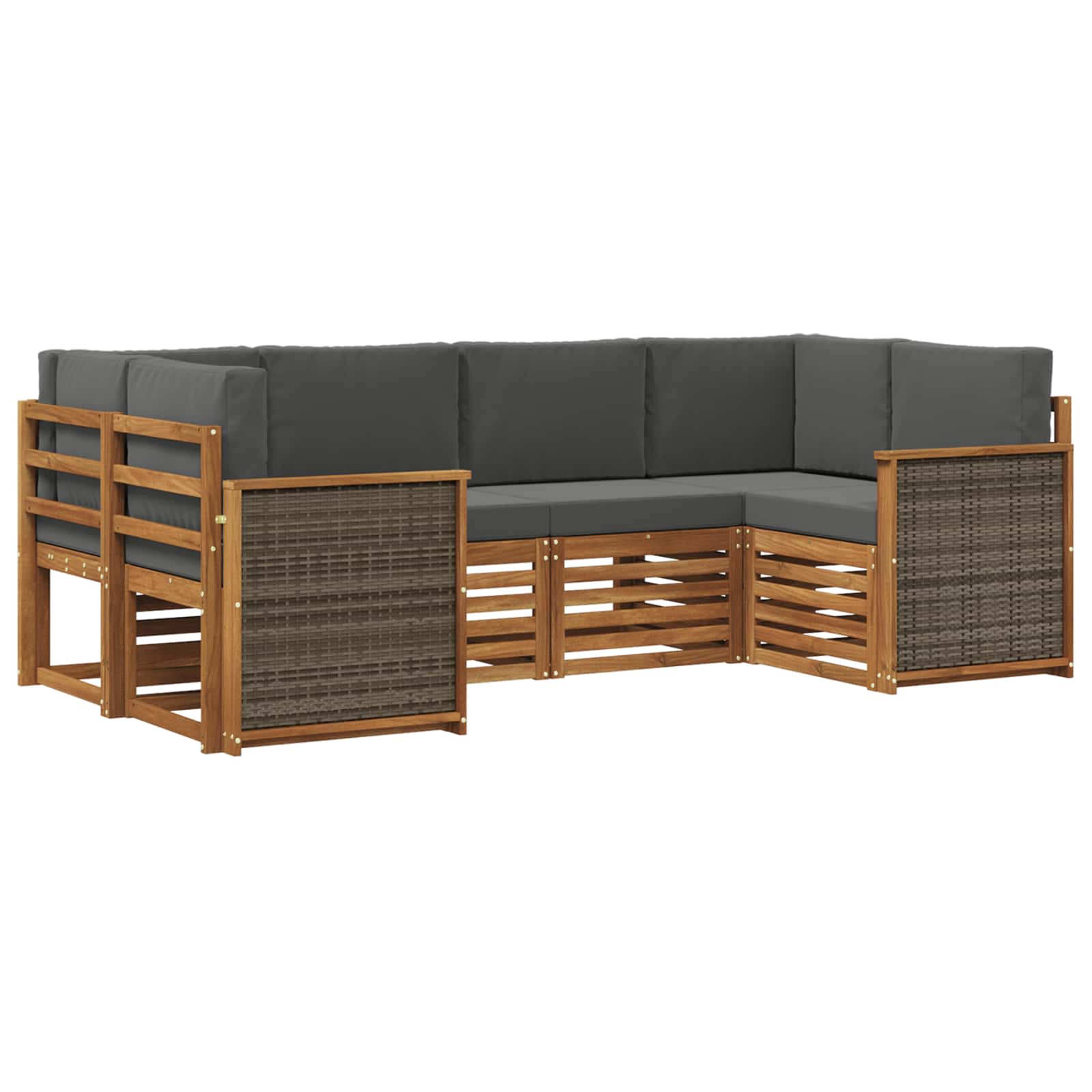 Outdoor-Sofagarnitur 5 stk. Natur und Anthrazit