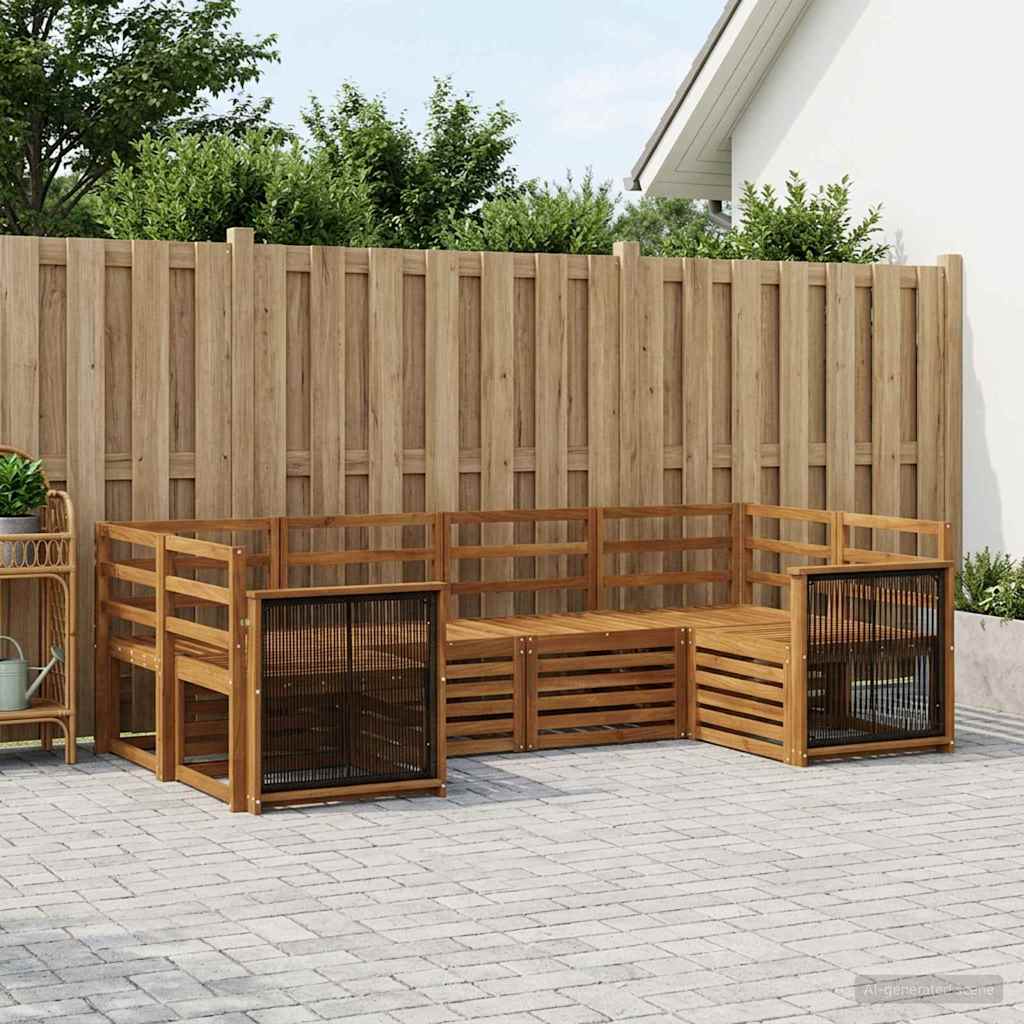 Ecksofa Set 5 pcs Natur Massivholz Akazie