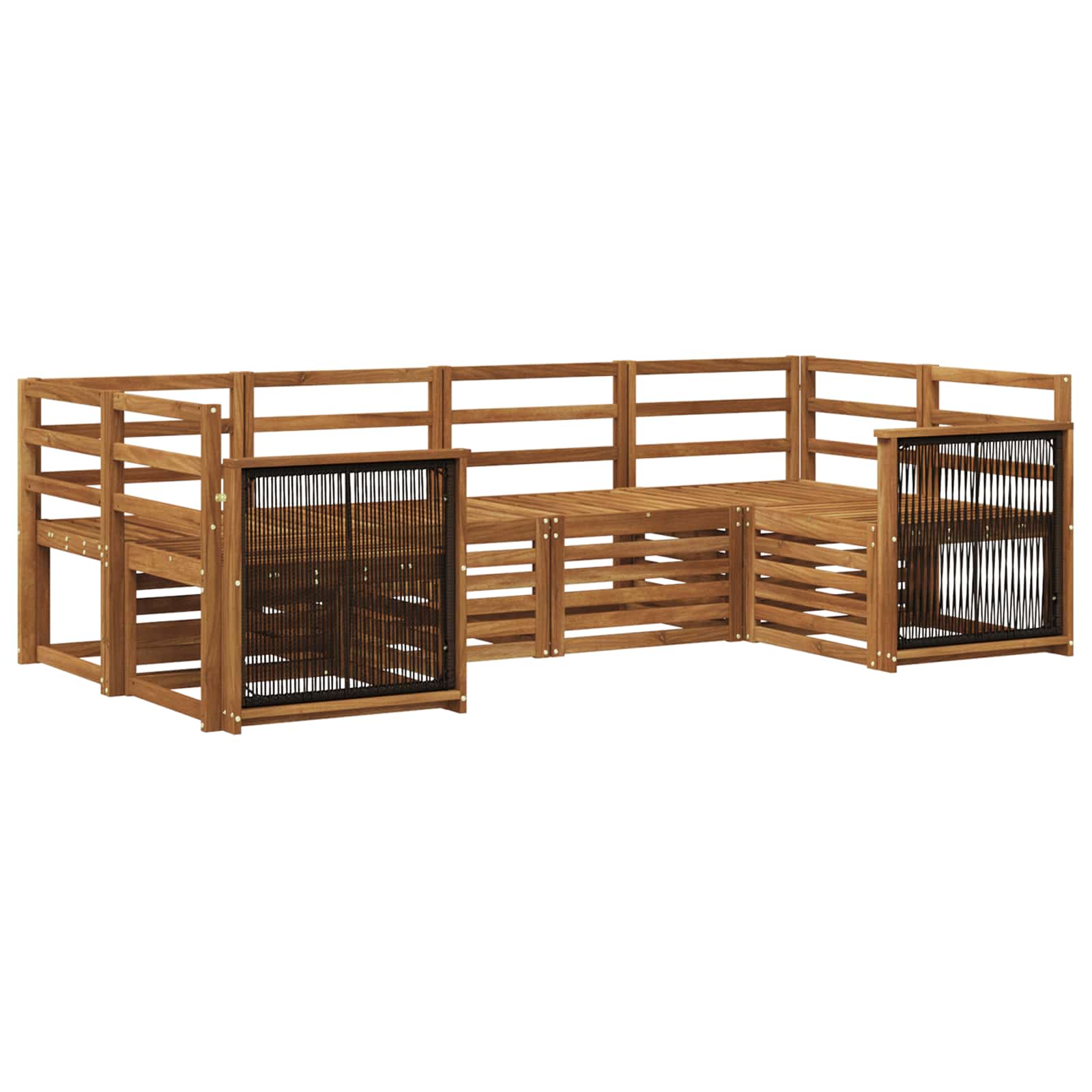 Ecksofa Set 5 pcs Natur Massivholz Akazie