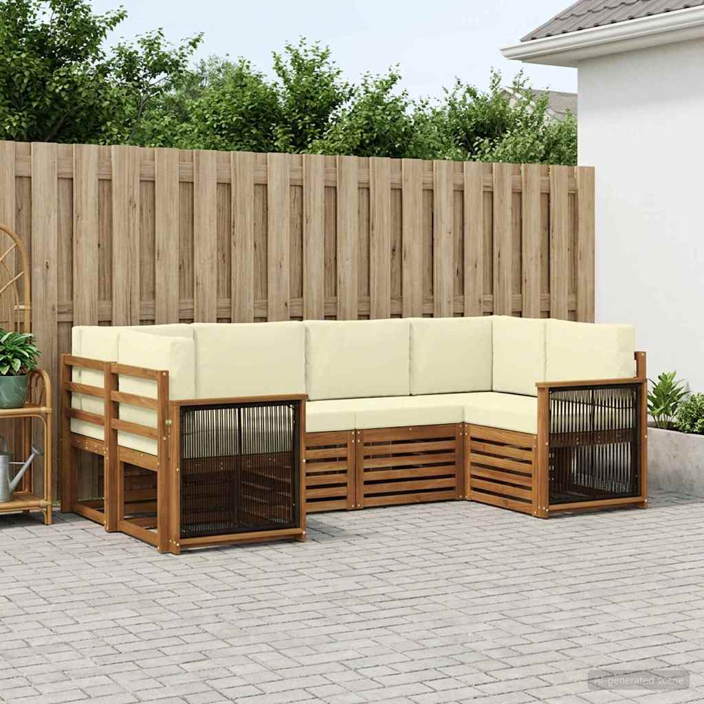 Ecksofa Set mit Kissen 5 pcs Natur und Creme
