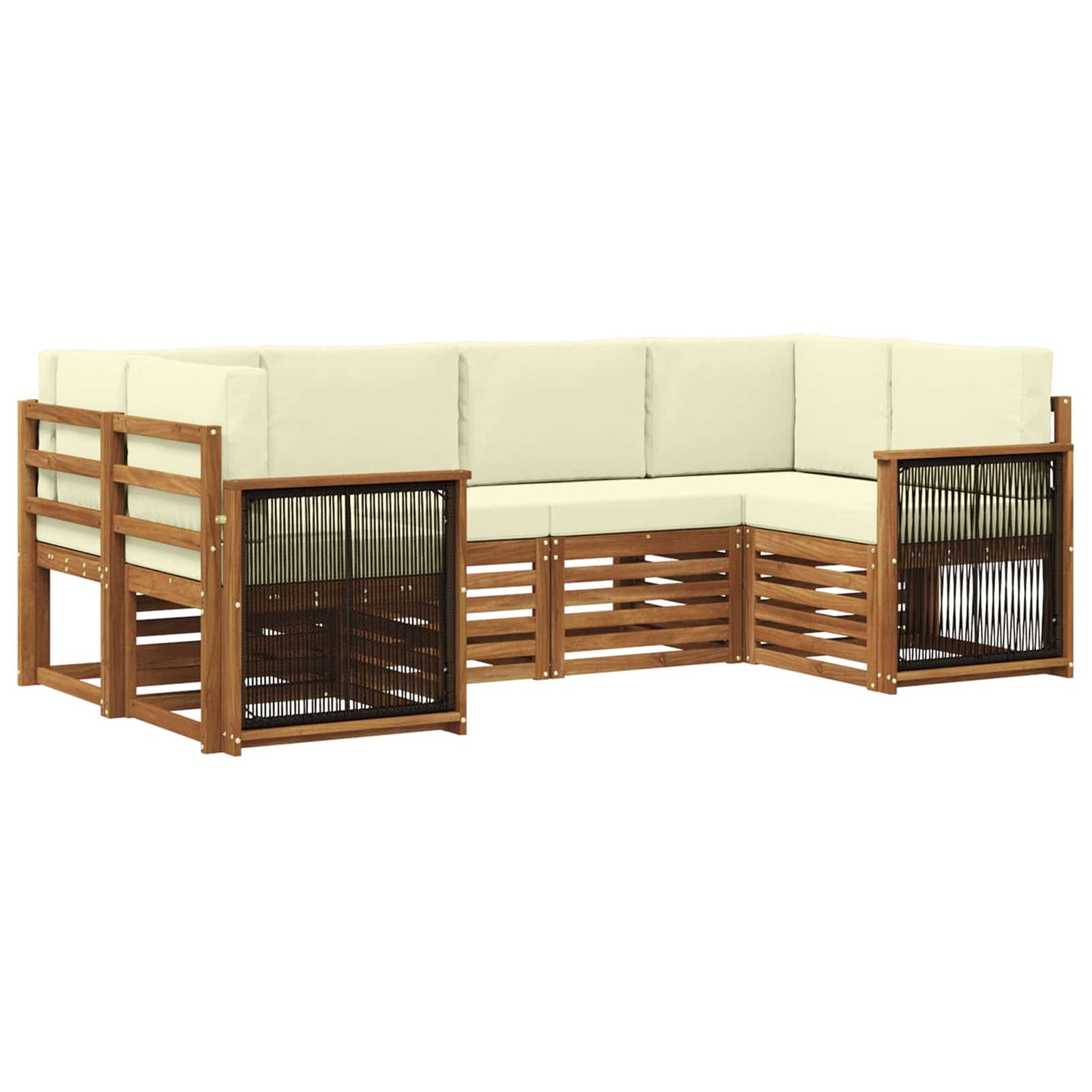Ecksofa Set mit Kissen 5 pcs Natur und Creme