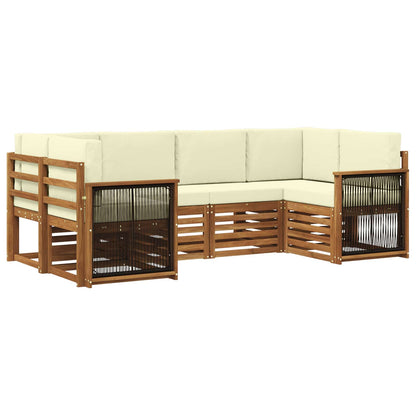 Outdoor-Sofagarnitur 6 stk. Natur und Creme