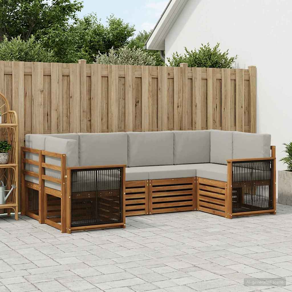 Ecksofa Set mit Kissen 5 pcs Natürlich und Hellgrau