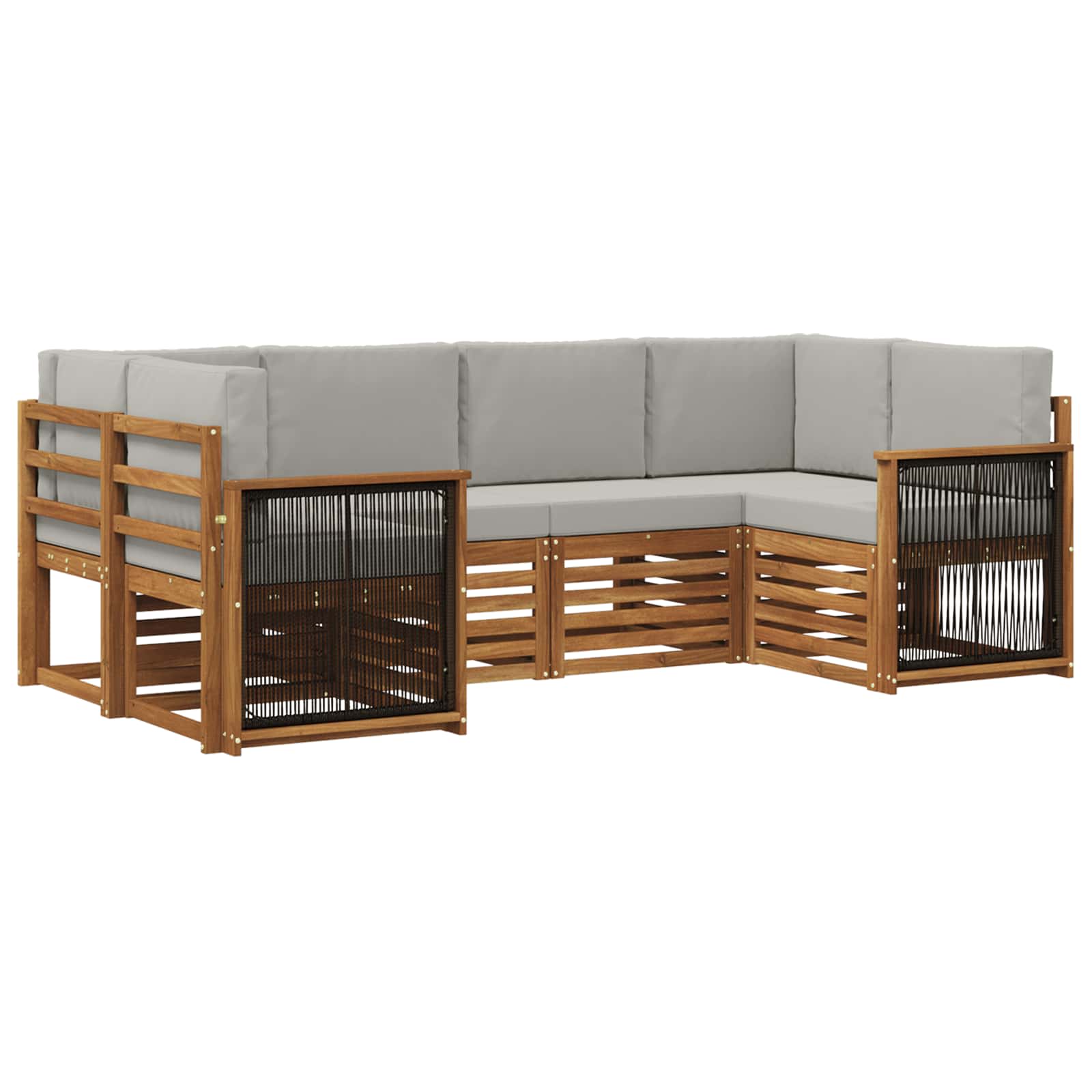 Ecksofa Set mit Kissen 5 pcs Natürlich und Hellgrau