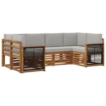 Outdoor-Sofagarnitur 6 stk. Natur und Hellgrau