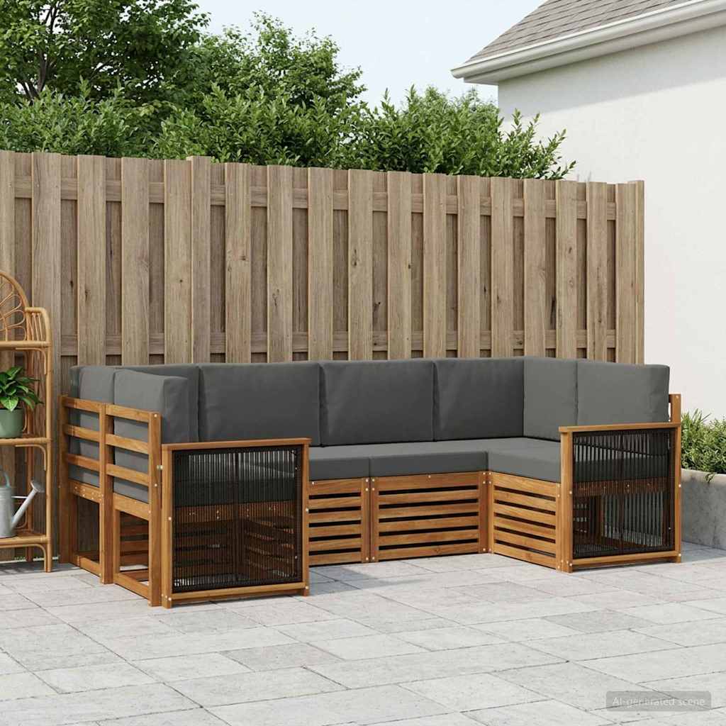 Outdoor-Sofagarnitur 5 stk. Natur und Anthrazit