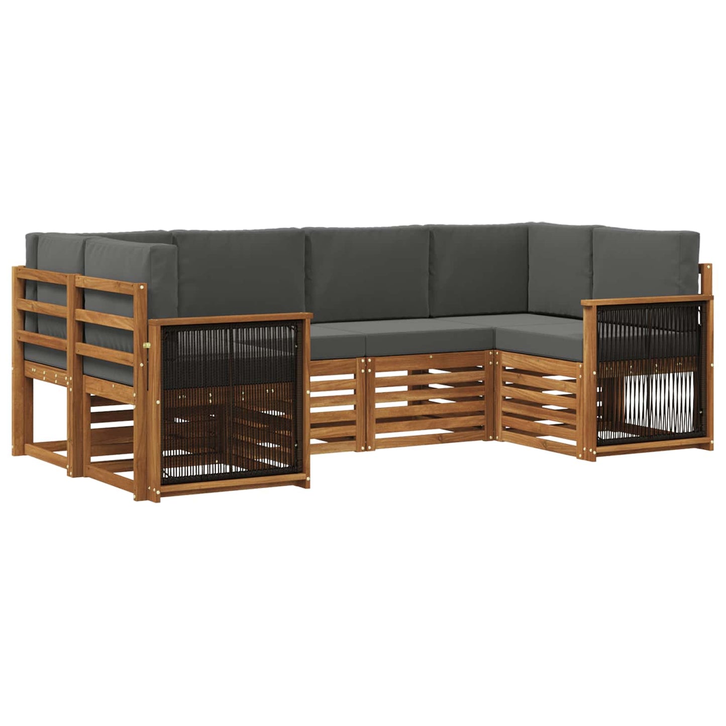 Outdoor-Sofagarnitur 5 stk. Natur und Anthrazit