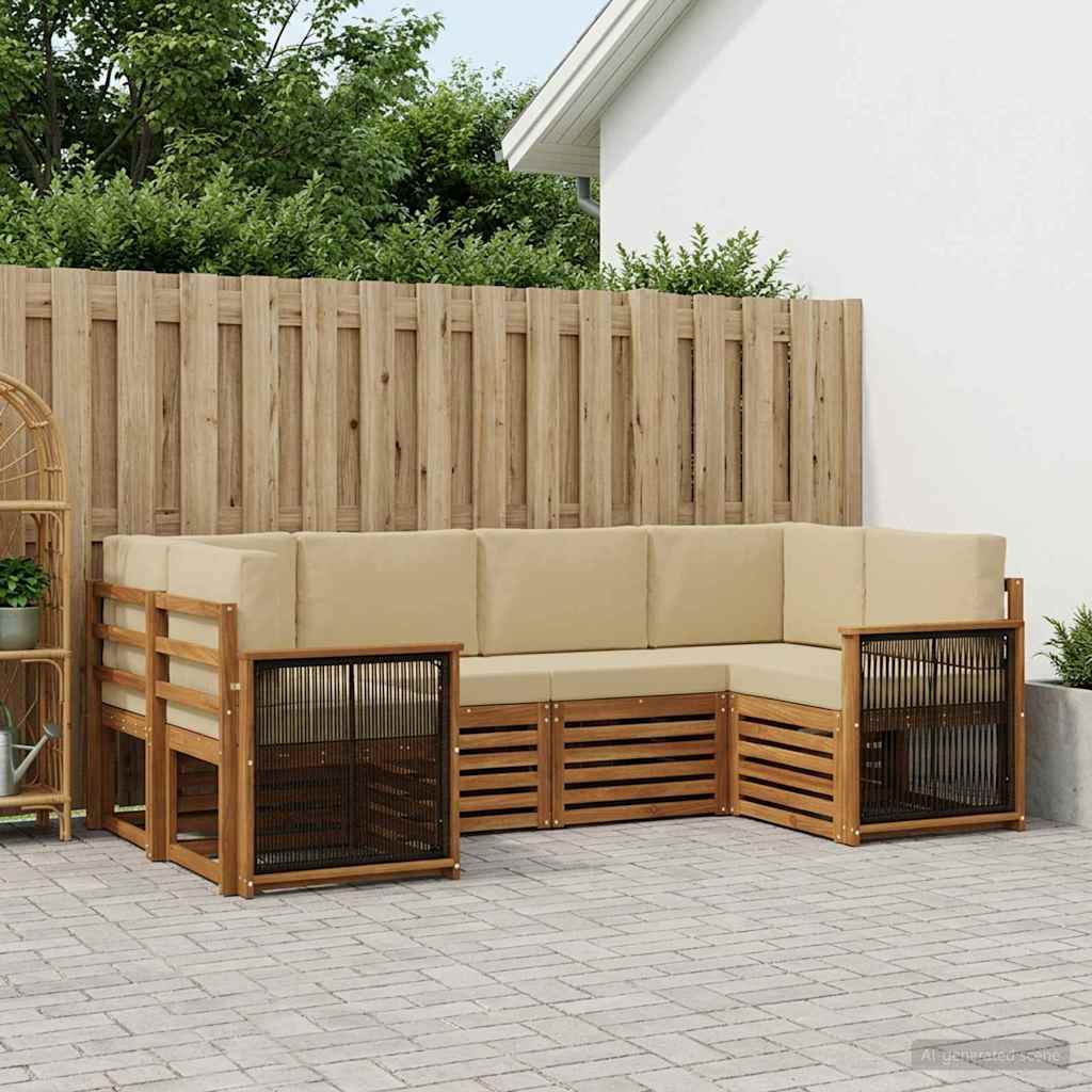 Outdoor-Sofagarnitur 5 stk. Natur