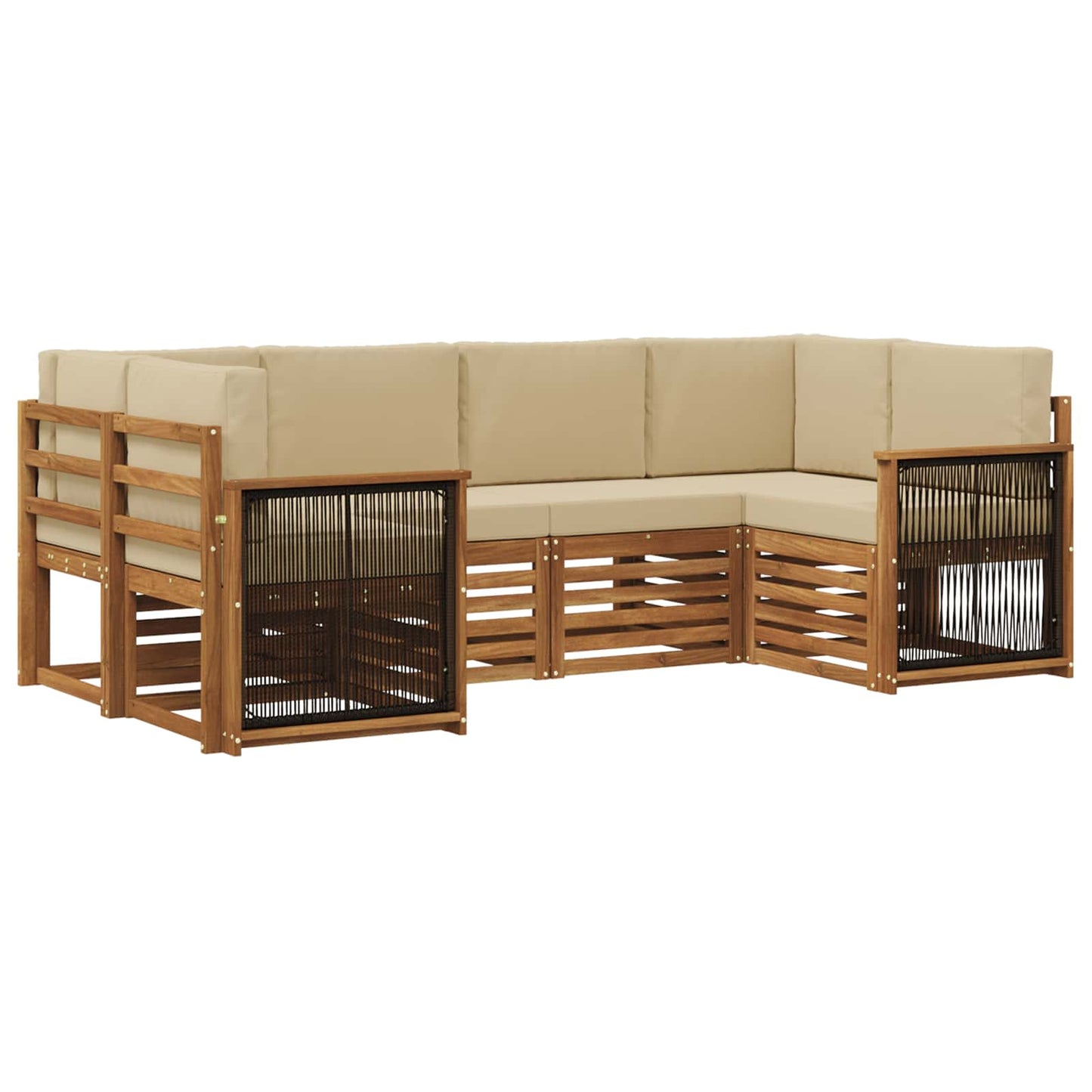 Outdoor-Sofagarnitur 5 stk. Natur