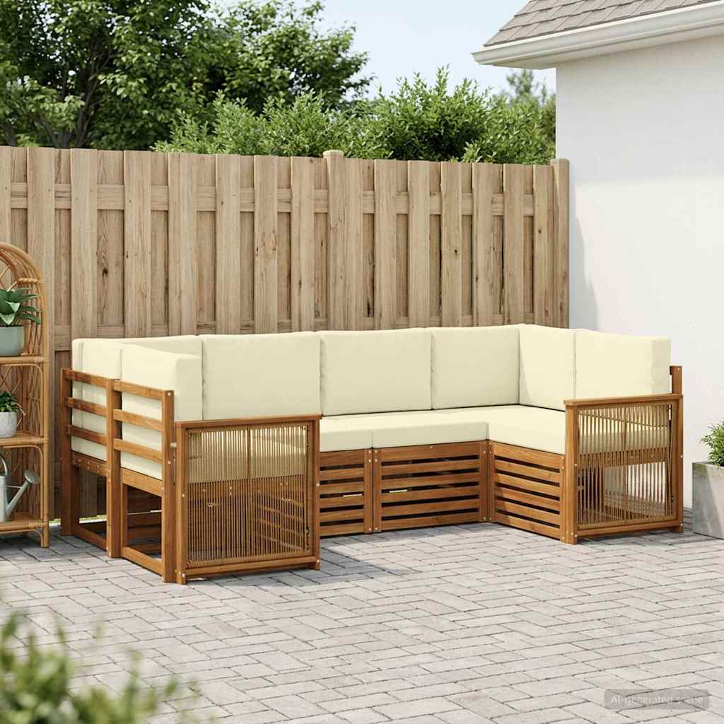 Ecksofa Set mit Kissen 5 pcs Natur und Creme
